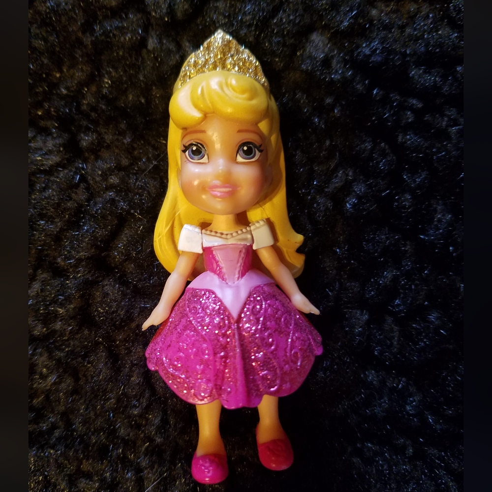 Small Princess Doll with Pink, Sparkly Dress and Gold, Sparkly Crown